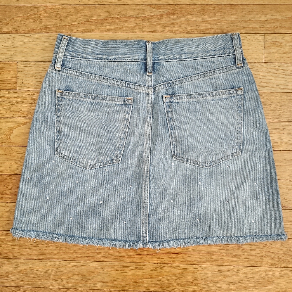 GAP sequin Icon denim mini skirt 26 2 - Picture 2 of 4
